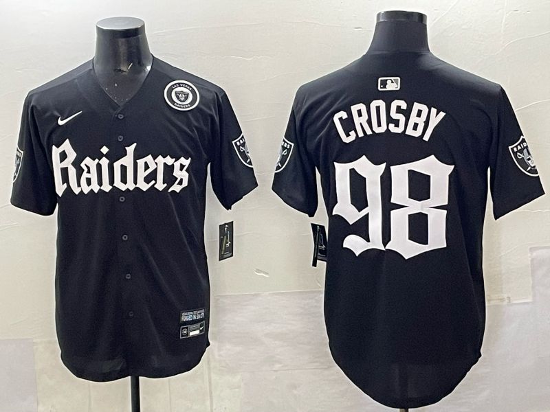 Men 2025 Oakland Raiders 98 Crosby Black 6th generation Joint Name Nike Limited NFL Jersey style 011